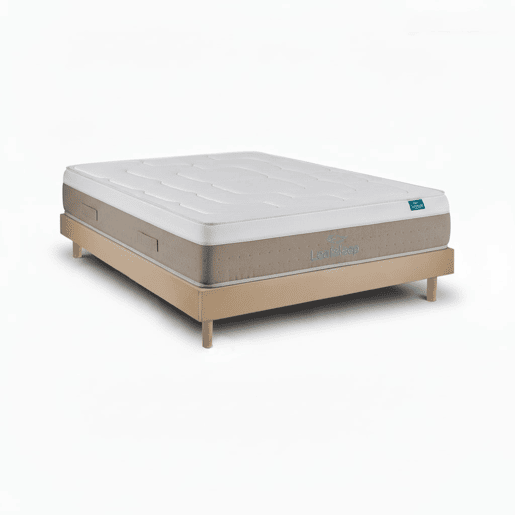 Conjunto Cloud Cotton com Sommier de Madeira Milano Taupe 200 x 80 cm, altura 58 cm.