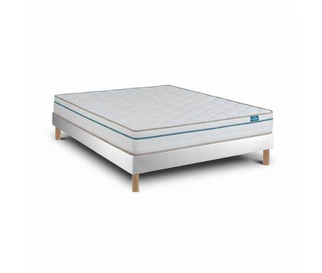 Conjunto cloud one y sommier 15 cm branco, 200 x 80 cm, altura 52 cm, viscoelástico y madera.