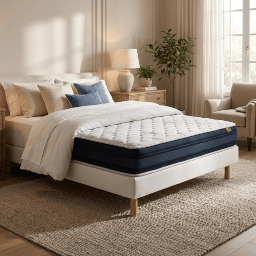 Conjunto Viscoflex ortopédico 22 cm com sommier monobloco e pés de madeira 15 cm, 200 x 105 cm, altura 52 cm.