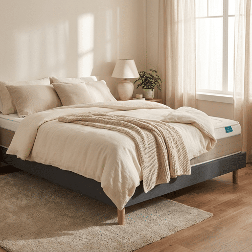 Leafsleep Conjunto Cloud Cotton com sommier Milano Anthracite 200 x 140 cm, colchão 30 cm, altura total aprox. 60 cm.