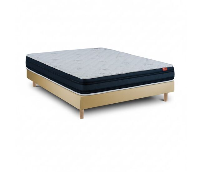 Conjunto viscoflex ortopédico con somier 15 cm, beige, 190 x 80 cm, altura total 52 cm.