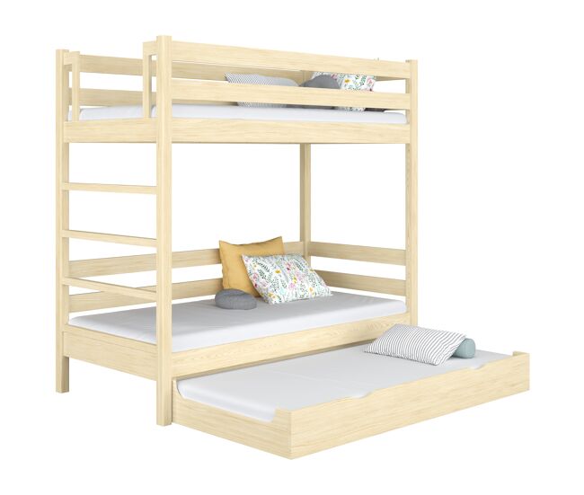 Litera de madera con cajón para colchón n03 pino incoloro