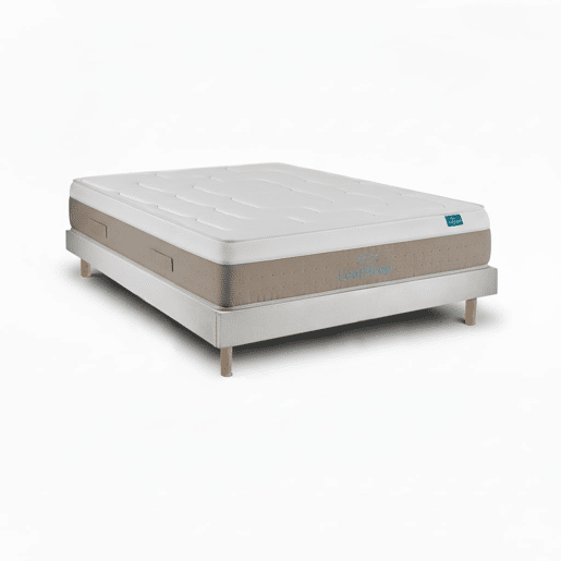 Conjunto Cloud Cotton Leafsleep 200 x 80 cm u2014 Colchão 30 cm com viscoelástico e sommier de madeira com certificação FSC, altura total aprox. 60 cm.