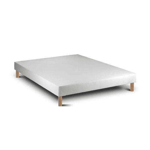 Conjunto Viscoflex Ortopédico 190 x 140 cm, colchão 22 cm e sommier com pés de madeira clara 15 cm, altura total 52 cm.
