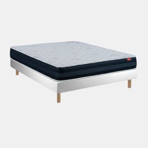 Conjunto Viscoflex Ortopédico com colchão viscoelástico 22 cm e sommier monobloco 200 x 150 cm, altura total 52 cm, pés madeira 15 cm.