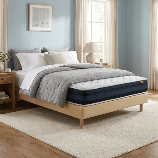 Conjunto Viscoflex Ortopédico e Sommier 15 cm Bege, 200 x 105 cm, Altura total 52 cm.