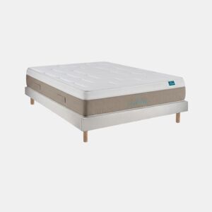 Conjunto Leafsleep Cloud Cotton e Sommier Milano Cement 200 x 200 cm Altura 58 cm.