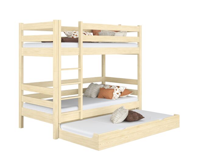 Litera de madera con cajón para colchón n01 pino incoloro