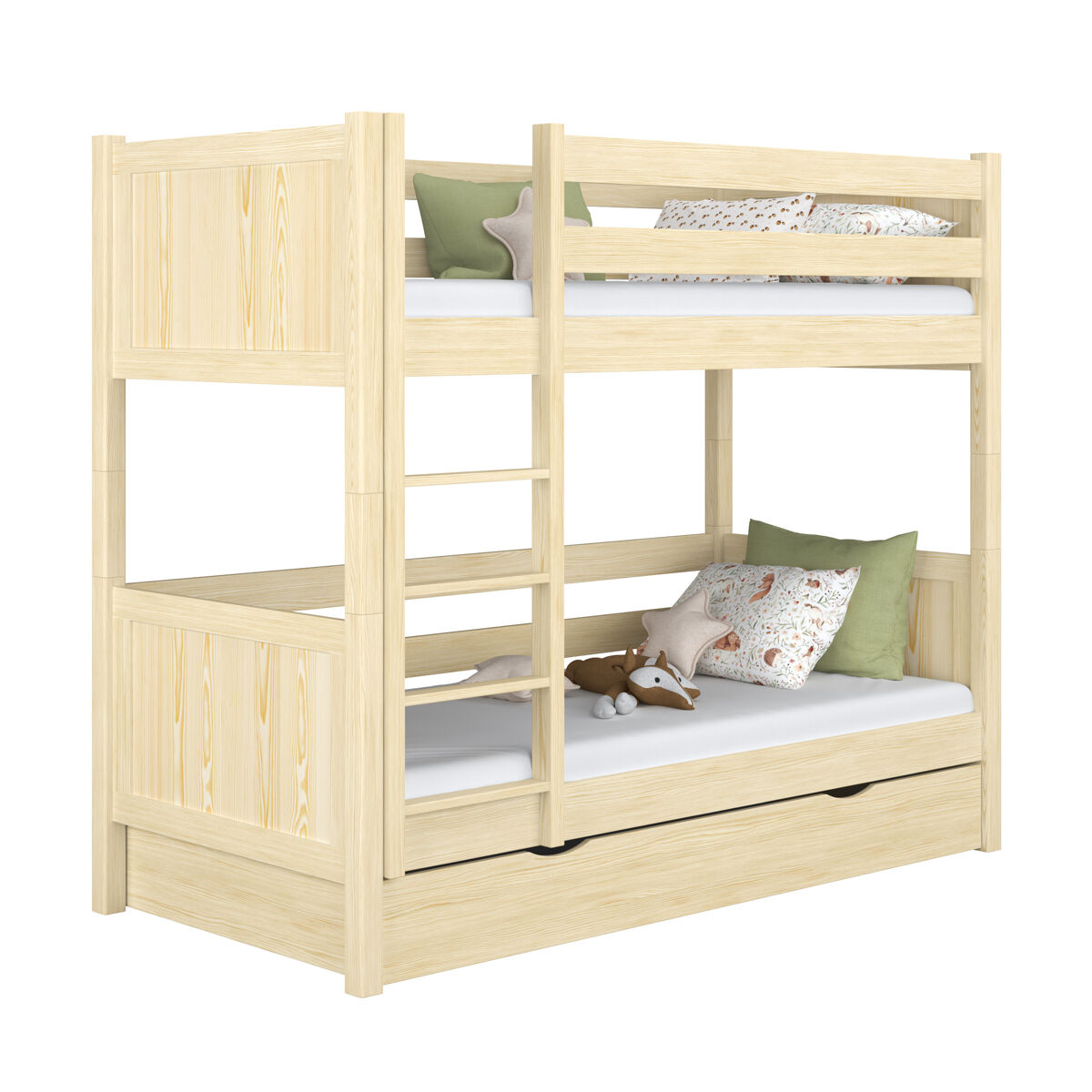 Litera de madera con cajón n02 pino incoloro
