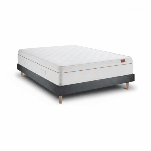 Conjunto Deluxe Ortopédico 200 x 200 cm, colchão molas ensacadas 27 cm, kit cama Milano Anthracite, altura total 57 cm.