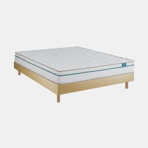 Conjunto Leafsleep Cloud One u2014 colchão viscoelástico 21 cm + sommier 15 cm, bege 200 x 150 cm altura total aprox. 51 cm.