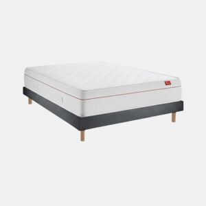 Conjunto Deluxe Ortopédico 200 x 105 cm, colchão molas ensacadas 27 cm, kit cama madeira Milano Anthracite, altura total 57 cm.
