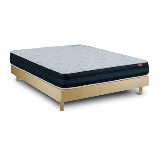 Conjunto Viscoflex Ortopédico com colchão 22 cm e Sommier estofado, Bege, 200 x 120 cm, Altura total 52 cm.