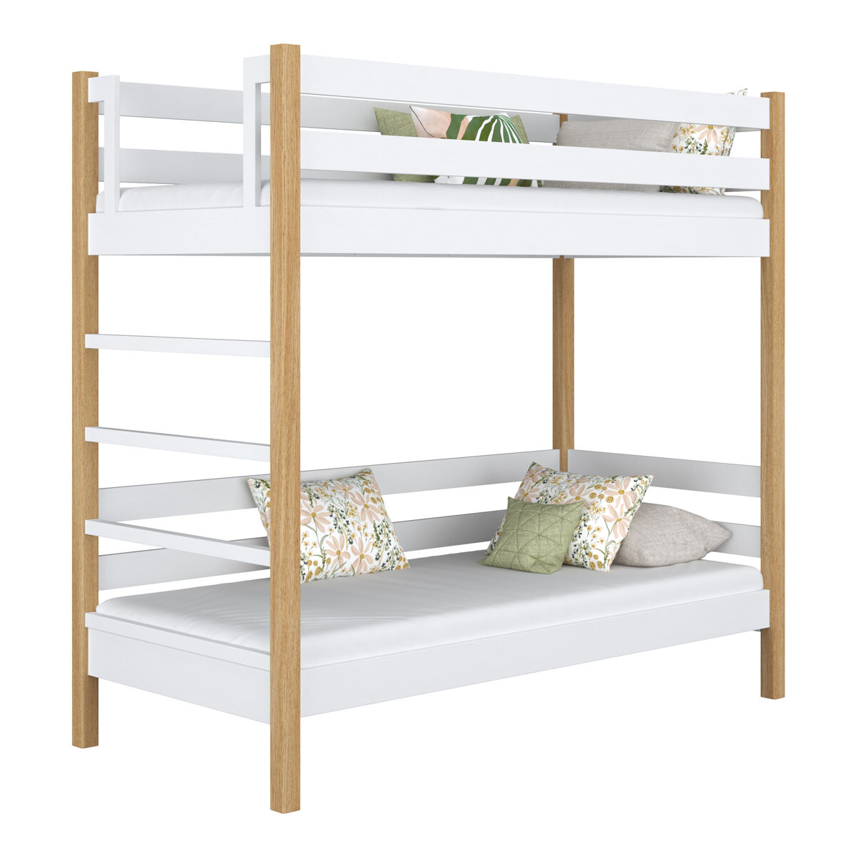Litera de madera n03 blanco / roble