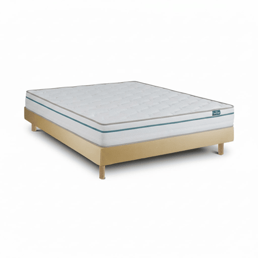 Leafsleep Conjunto Cloud One e Sommier 15 cm, 2 x 200 x 90 cm, Bege, Altura aprox. 51 cm.