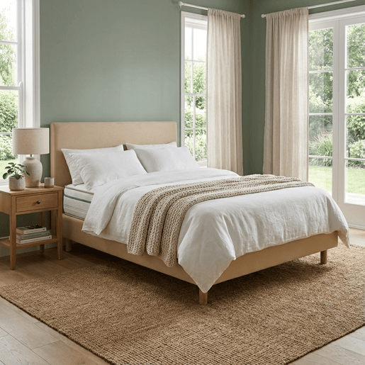 Leafsleep Conjunto Cloud One e Sommier 15 cm, 2 x 200 x 90 cm, Bege, Altura aprox. 51 cm.