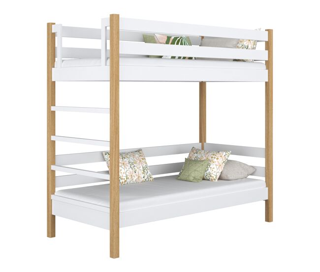Litera de madera n03 blanco / roble