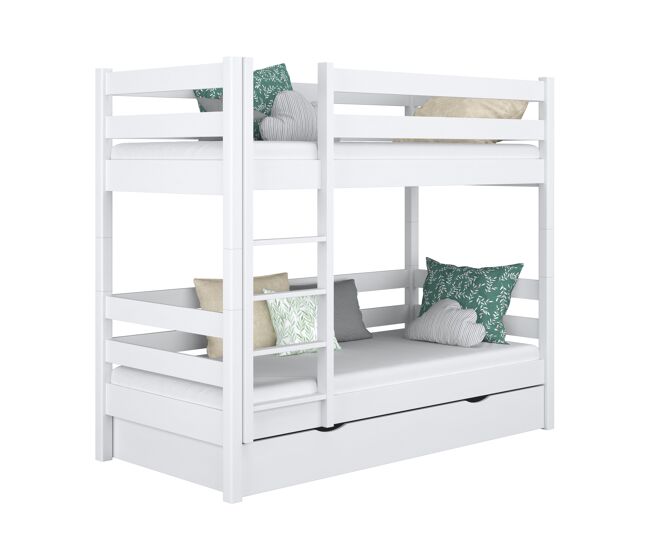 Litera de madera con cajón n01 blanco