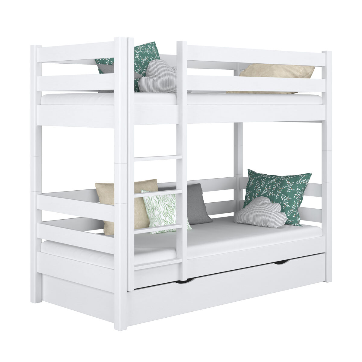 Litera de madera con cajón n01 blanco