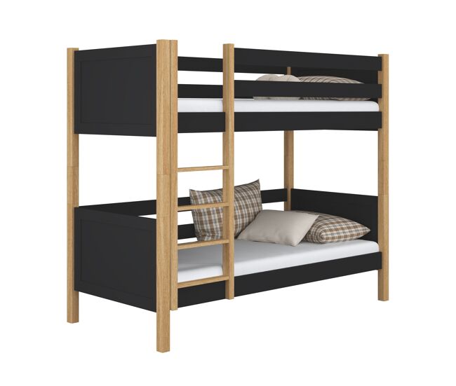 Litera de madera n02 negro / roble