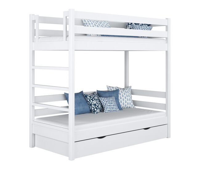 Litera de madera con cajón n03 blanco