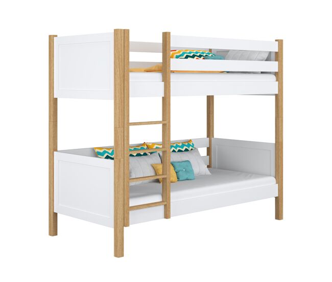 Litera de madera n02 blanco / roble