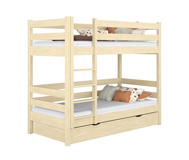 Litera de madera con cajón n01 pino incoloro