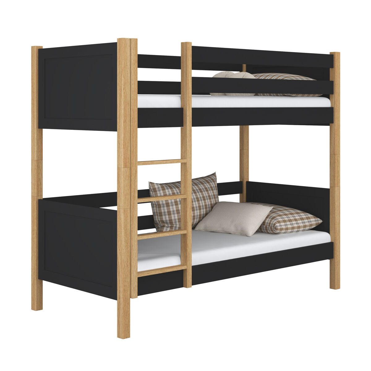 Litera de madera n02 negro / roble