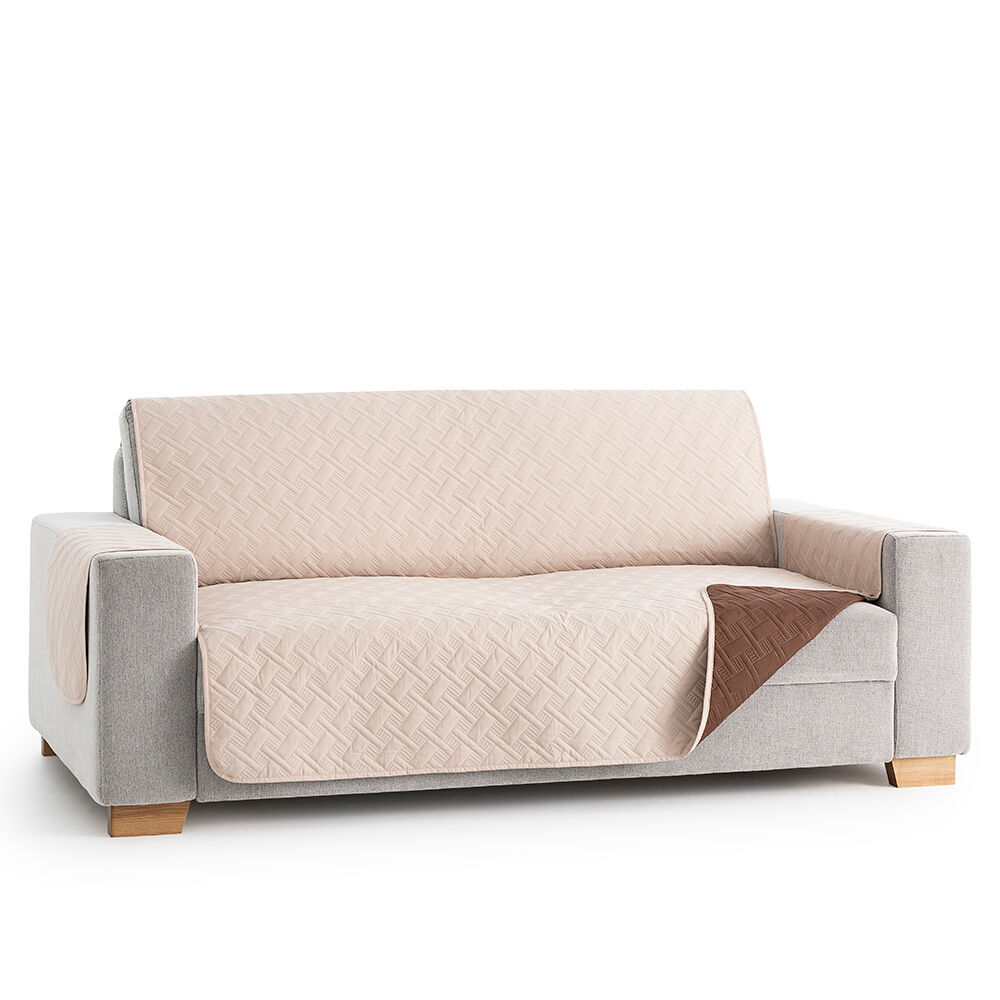 cubre sofa dry acolchado reversible y con proteccion total antiliquidos beigemarron