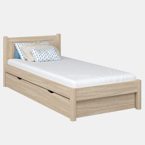 Cama individual de carvalho com gaveta N02 carvalho branqueado