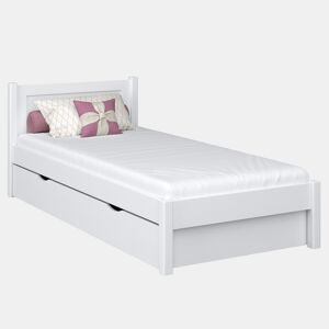 Cama individual de madeira com gaveta N02 branco