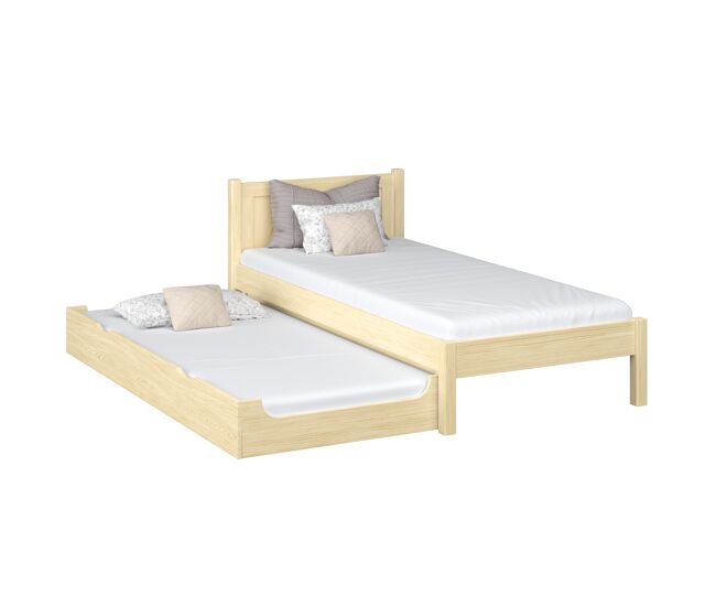 Cama individual con cajón para colchón n02 pino incoloro