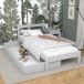 Cama individual de madera con cajón N01 120x190 Cama individual de madera con cajón N01 120x190 Blanco/ Gris