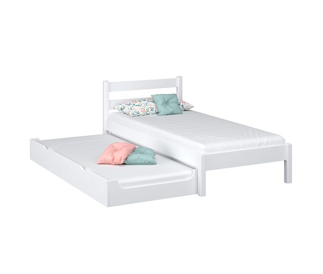 Cama individual de madera con cajón para colchón N01 blanco