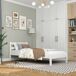 Cama individual de madera N01 80x200 Cama individual de madera N01 80x200 Blanco/ Gris