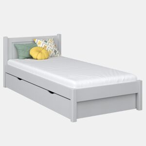 Cama individual de madeira com gaveta N02 cinza