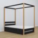 Cama individual de madera con dosel y cajón para colchón N01 90x190 Cama individual de madera con dosel y cajón para colchón N01 90x190 Negro