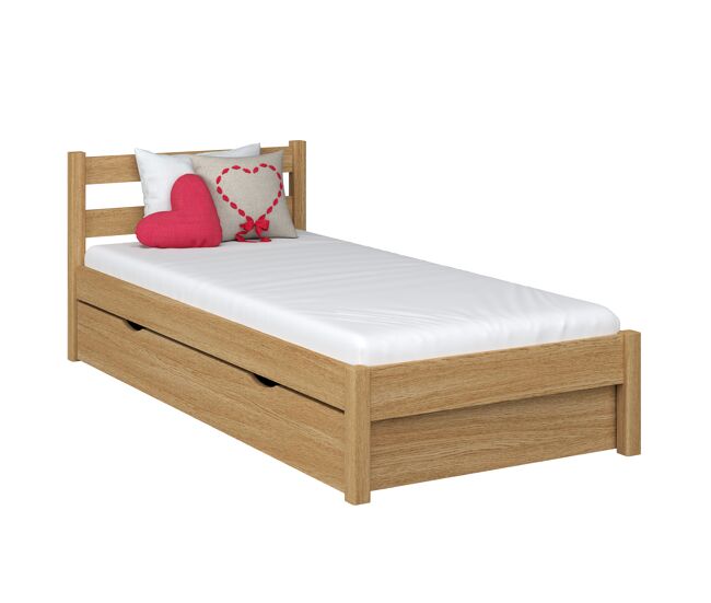 Cama individual de roble con cajón n01 roble natural