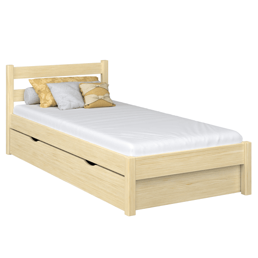 Cama individual de madeira com gaveta N01 pinho incolor