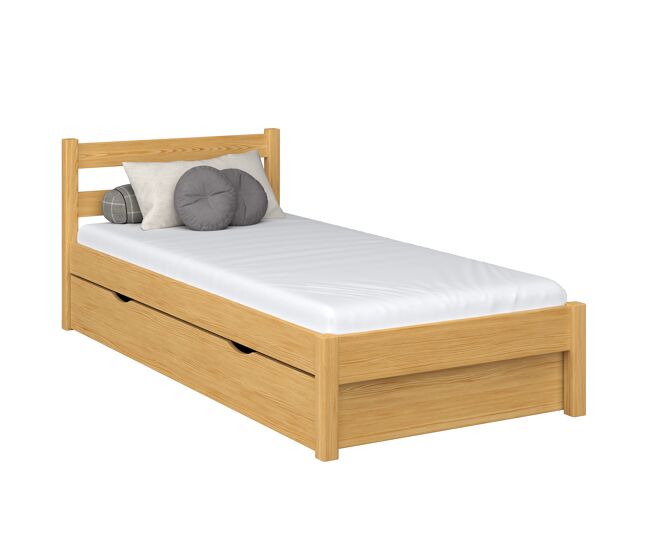 Cama individual de madera con cajón n01 pino natural
