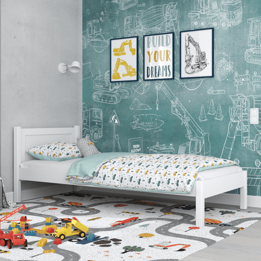 Cama individual de madeira N02 branco Cama individual de madeira N02 branco