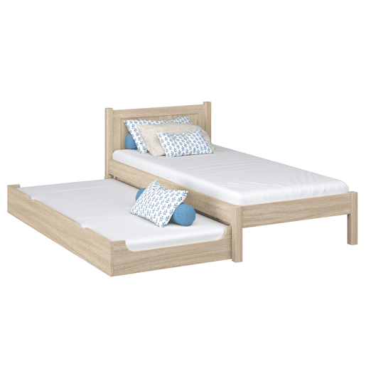 Cama individual de carvalho com gaveta para colchão N02 carvalho branqueado