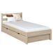 Cama individual de roble con cajón N01 100x190 Cama individual de roble con cajón N01 100x190 Roble