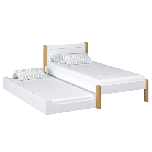 Cama individual com gaveta para colchão N02 branco e carvalho