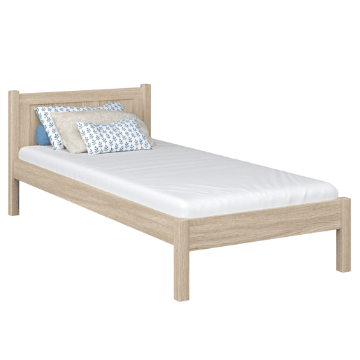 Cama individual de carvalho N02 carvalho branqueado
