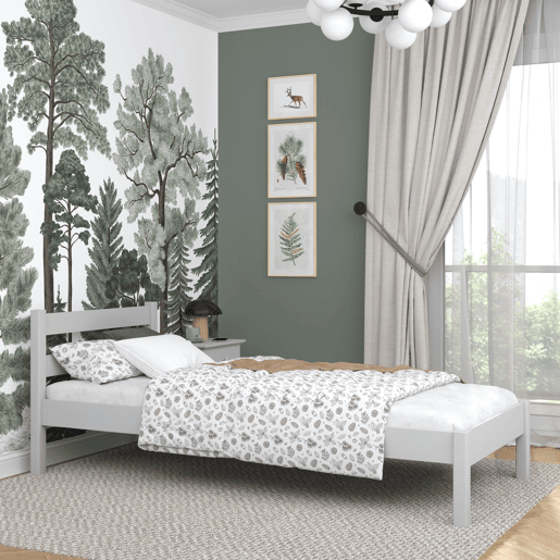 Cama individual de madeira N01 cinza