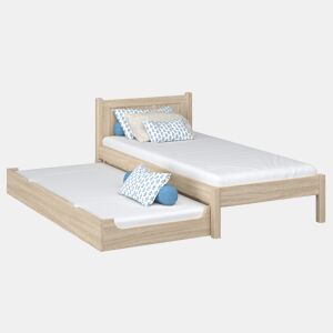 Cama individual de carvalho com gaveta para colchão N02 carvalho branqueado