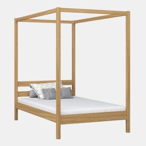 Cama individual de carvalho com dossel N01 carvalho natural