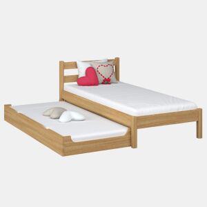 Cama individual de carvalho com gaveta para colchão N01 carvalho natural