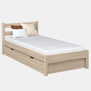 Cama individual de carvalho com gaveta N01 carvalho branqueado
